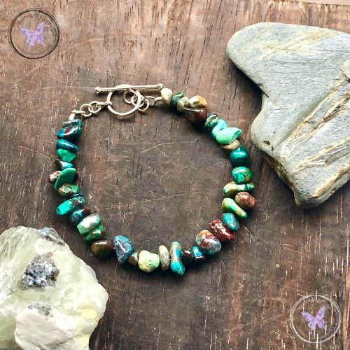 Chrysocolla Chip Bracelet With Silver Toggle Clasp